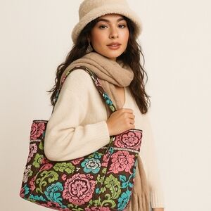 Vera Bradley "Vera" Tote Bag - Retired Lola Floral Pattern - EUC